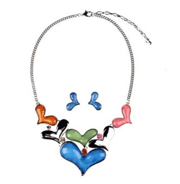 fashion heart charm womens bib necklaces pendant necklace earring set party dress accessories, Golden;silver
fashion heart charm womens bib necklaces pendant necklace earring set party dress accessories, Golden;silver