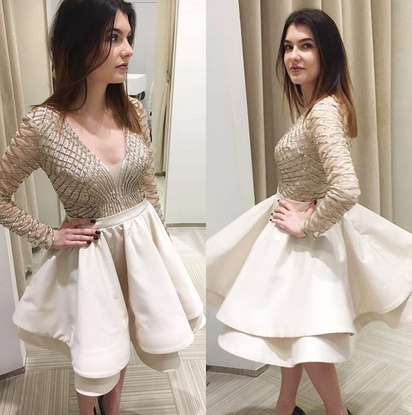 chic beaded long sleeves homecoming dresses for juniors scoop neck tiered short prom gowns a line sequined knee length cocktail party dress, Blue;pink
chic beaded long sleeves homecoming dresses for juniors scoop neck tiered short prom gowns a line sequined knee length cocktail party dress, Blue;pink