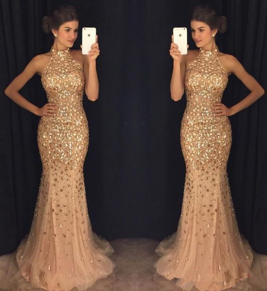 luxurious mermaid 2018 arabic evening dresses high neck beaded crystals tulle prom dresses sparkly formal party gowns, Black
luxurious mermaid 2018 arabic evening dresses high neck beaded crystals tulle prom dresses sparkly formal party gowns, Black