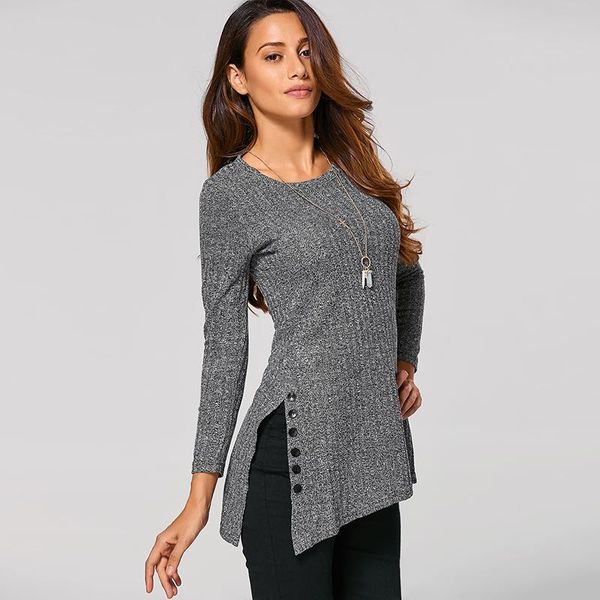 wholesale-new arrival sweater for women winter o-neck long sleeve side button irregular hem solid long sweaters ws469c, White;black
wholesale-new arrival sweater for women winter o-neck long sleeve side button irregular hem solid long sweaters ws469c, White;black