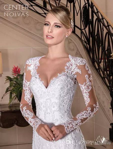 2018 vestidos de noiva full lace mermaid wedding dresses v neck court train long sleeves illusion beach wedding gowns custom bridal dress, White
2018 vestidos de noiva full lace mermaid wedding dresses v neck court train long sleeves illusion beach wedding gowns custom bridal dress, White