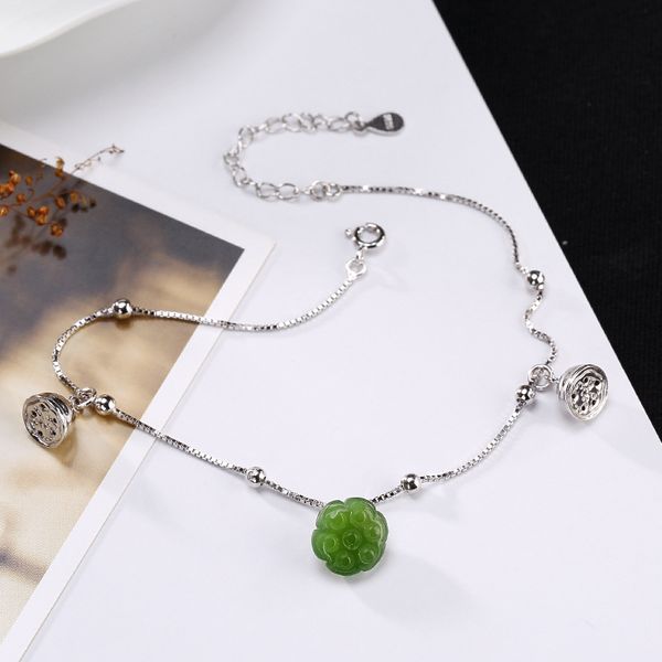 925 sterling silver lotus green jasper anklets silver handmade vintage romantic natural jasper adjustable anklets for women gift, Red;blue
925 sterling silver lotus green jasper anklets silver handmade vintage romantic natural jasper adjustable anklets for women gift, Red;blue