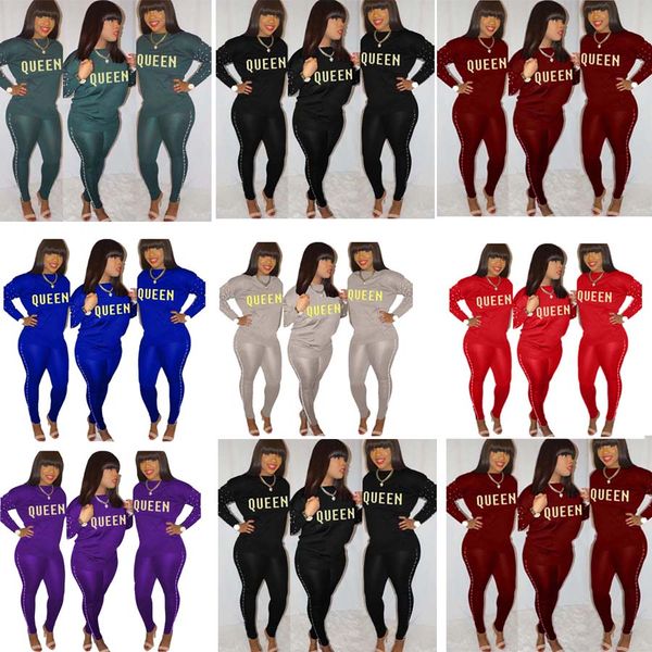 Women Print Letter Casual Autumn Long Sleeved Two-piece Jogger Sports Full Pants Sweatpants Set Fall Tracksuit Sweat Suits