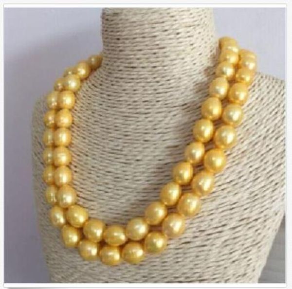 2 row10-12mm genuine natural south sea gold pearl necklace 14k yellow gold 18 in, Silver
2 row10-12mm genuine natural south sea gold pearl necklace 14k yellow gold 18 in, Silver