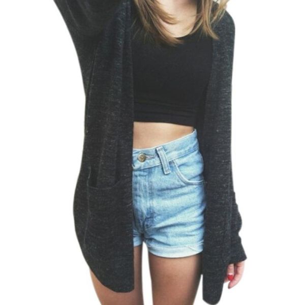 autumn warm women solid color loose sweater knitted cardigan long sleeve pocket outwear, White;black
autumn warm women solid color loose sweater knitted cardigan long sleeve pocket outwear, White;black