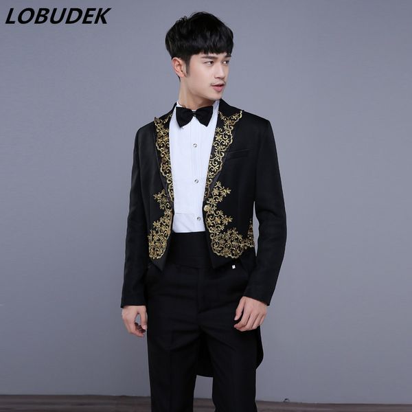 black red white embroidery men's suits swallowtail magic costume male singer chorus tailcoat performance clothing wedding groom stage o, White;black
black red white embroidery men's suits swallowtail magic costume male singer chorus tailcoat performance clothing wedding groom stage o, White;black