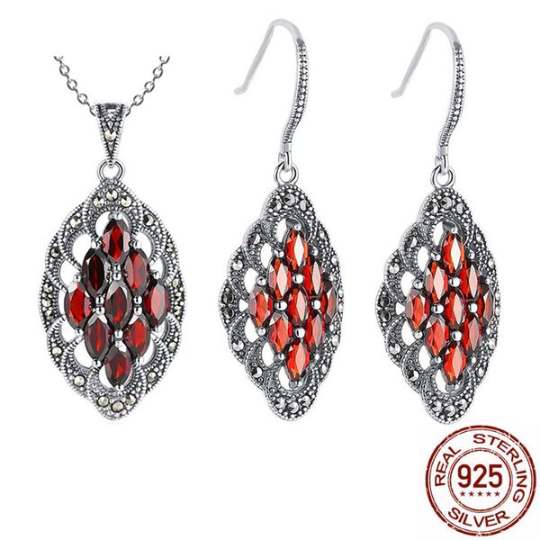 real 925 sterling silver garnet stone pendant&earrings for women girls vintage fashion wedding jewelry set party gift, Slivery;golden
real 925 sterling silver garnet stone pendant&earrings for women girls vintage fashion wedding jewelry set party gift, Slivery;golden