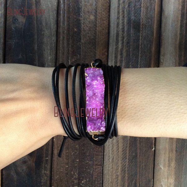 leather wrap bracelet shabby chic druzy agates bar bracelet boho layering stone bar bm18396, Black
leather wrap bracelet shabby chic druzy agates bar bracelet boho layering stone bar bm18396, Black