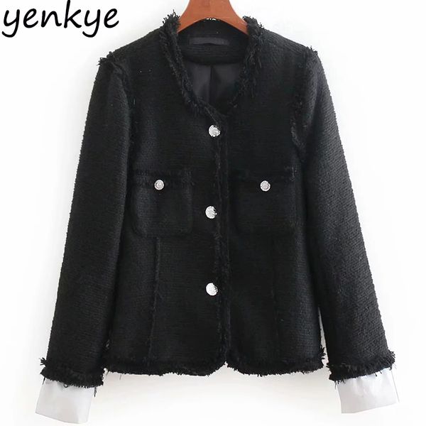 2018 women patchwork cuffs vintage black jacket lady o neck long sleeve single-breasted frayed edges autumn jackets, Black;brown
2018 women patchwork cuffs vintage black jacket lady o neck long sleeve single-breasted frayed edges autumn jackets, Black;brown