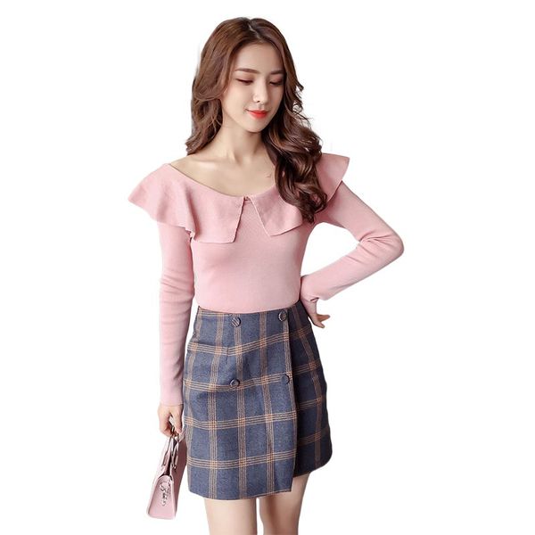 casual yomens knitted thin syeaters ruffles collars shirts pullovers basic shirts slim y6, White;black
casual yomens knitted thin syeaters ruffles collars shirts pullovers basic shirts slim y6, White;black