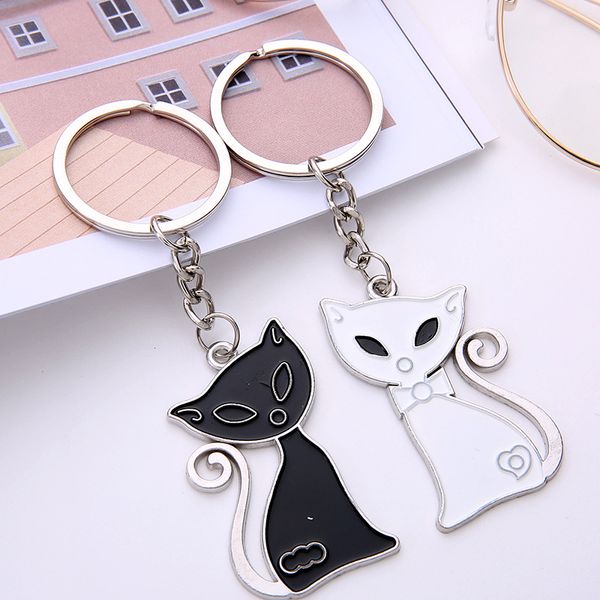 wedding favors keychains couples black and white cat keychain lovers metal keyring valentine's day gift with card, Silver
wedding favors keychains couples black and white cat keychain lovers metal keyring valentine's day gift with card, Silver