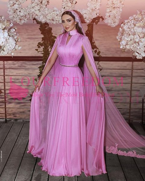 2019 elegant pink chiffon floor length prom dresses high collar keyhole front with wrap a line formal evening occasion dresses custom made, Black
2019 elegant pink chiffon floor length prom dresses high collar keyhole front with wrap a line formal evening occasion dresses custom made, Black