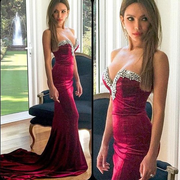sweetheart mermaid prom dresses 2018 red velvet beaded formal gowns arabic prom dresses occasion party dress, Black
sweetheart mermaid prom dresses 2018 red velvet beaded formal gowns arabic prom dresses occasion party dress, Black
