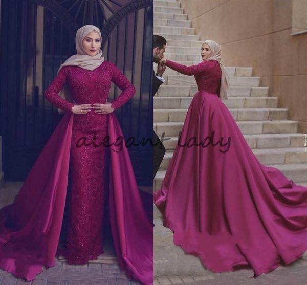 2018 muslim long sleeves evening dresses with detachable train sheath lace beaded prom dress long arabic formal party wear, Black;red
2018 muslim long sleeves evening dresses with detachable train sheath lace beaded prom dress long arabic formal party wear, Black;red
