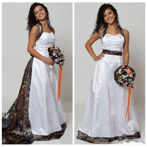 modest a-line halter camo wedding dresses with detachable chapel train long formal bridal gowns custom made online vestidos de novia, White
modest a-line halter camo wedding dresses with detachable chapel train long formal bridal gowns custom made online vestidos de novia, White