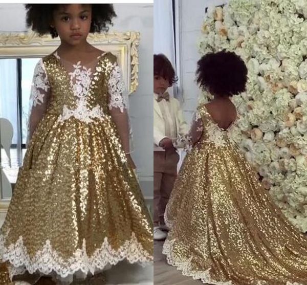 white lace gold sequined flower girl dresses for wedding with long sleeve v neck v backless girls pageant dress special occasion dress, White;blue
white lace gold sequined flower girl dresses for wedding with long sleeve v neck v backless girls pageant dress special occasion dress, White;blue