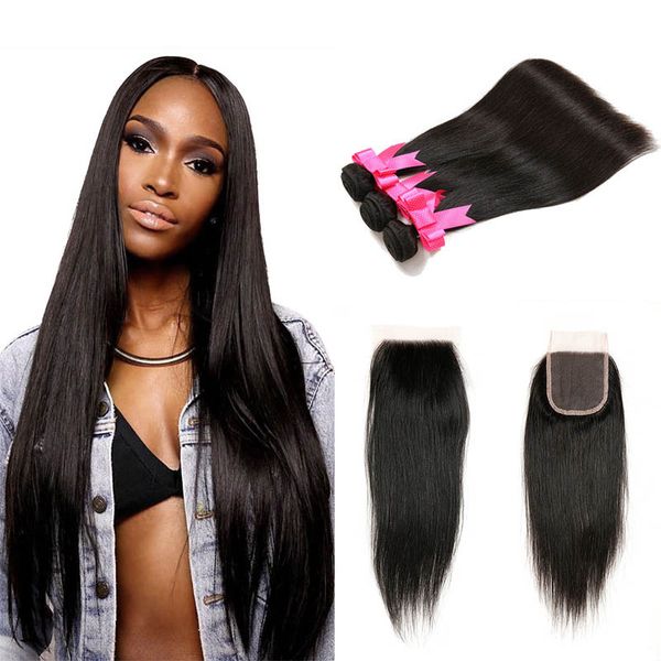straight hair bundles with closure 100% real unprocessed brazilian peruvian malaysian virgin human hair 3 bundles with 4x4 lace closure, Black
straight hair bundles with closure 100% real unprocessed brazilian peruvian malaysian virgin human hair 3 bundles with 4x4 lace closure, Black