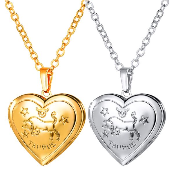 taurus constellation lockets necklaces 18k gold/platinum plated lover's jewelry gifts heart pendants chain, Silver
taurus constellation lockets necklaces 18k gold/platinum plated lover's jewelry gifts heart pendants chain, Silver