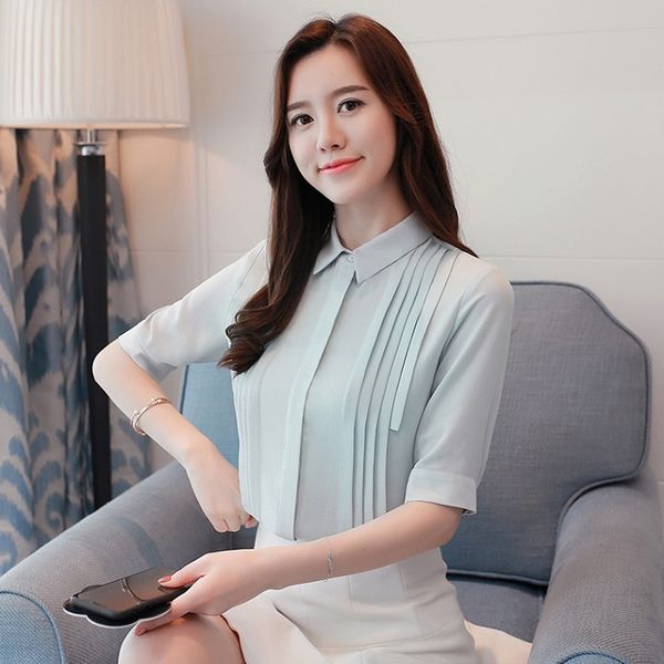 new 2018 women work wear light green white blouse chiffon shirt career accordion pleated half sleeve summer t85293
new 2018 women work wear light green white blouse chiffon shirt career accordion pleated half sleeve summer t85293