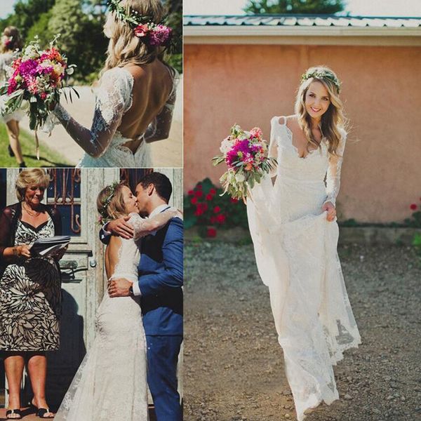 2020 backless lace mermaid wedding dresses v-neck with sash appliques long sleeves vestido de novia bridal gowns, White
2020 backless lace mermaid wedding dresses v-neck with sash appliques long sleeves vestido de novia bridal gowns, White