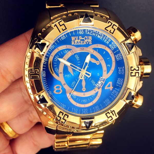 WOLF-CUB Mens Fashion Creative Big Dial Watch Luxury Gold Steel Quartz Wristwatches Waterproof Male Relogio Masculino De Luxo
WOLF-CUB Mens Fashion Creative Big Dial Watch Luxury Gold Steel Quartz Wristwatches Waterproof Male Relogio Masculino De Luxo