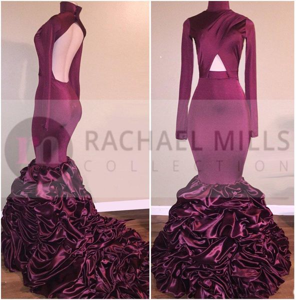 African Long Sleeves High Neck Prom Dresses Mermaid Burgundy Sexy Open Back Ruffles Court Train Formal Evening Dresses Celebrity Gowns
African Long Sleeves High Neck Prom Dresses Mermaid Burgundy Sexy Open Back Ruffles Court Train Formal Evening Dresses Celebrity Gowns