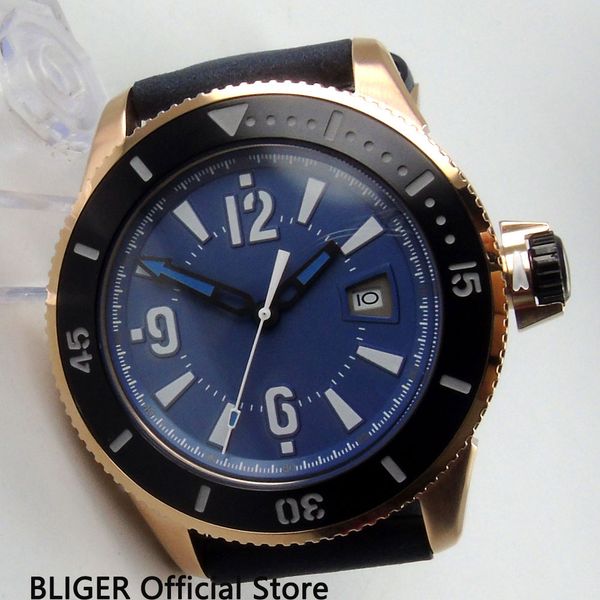 fashion 43mm bliger blue dial rose golden case black ceramic bezel luminous pointer miyota automatic movement men's watch bi9b, Slivery;brown
fashion 43mm bliger blue dial rose golden case black ceramic bezel luminous pointer miyota automatic movement men's watch bi9b, Slivery;brown
