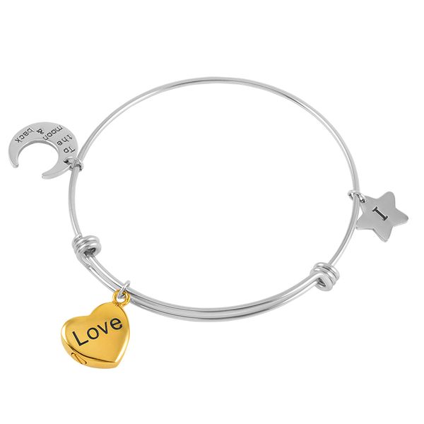 gold heart love urn charm expandable wire bangle moon star diy adjustable bangle stainless steel cremation bracelet for memorial women, Black
gold heart love urn charm expandable wire bangle moon star diy adjustable bangle stainless steel cremation bracelet for memorial women, Black