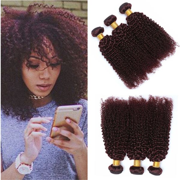 kinky curly #99j wine red indian virgin human hair weaves 3 bundles of burgundy curly human hair wefts extensions 10-30", Black
kinky curly #99j wine red indian virgin human hair weaves 3 bundles of burgundy curly human hair wefts extensions 10-30", Black