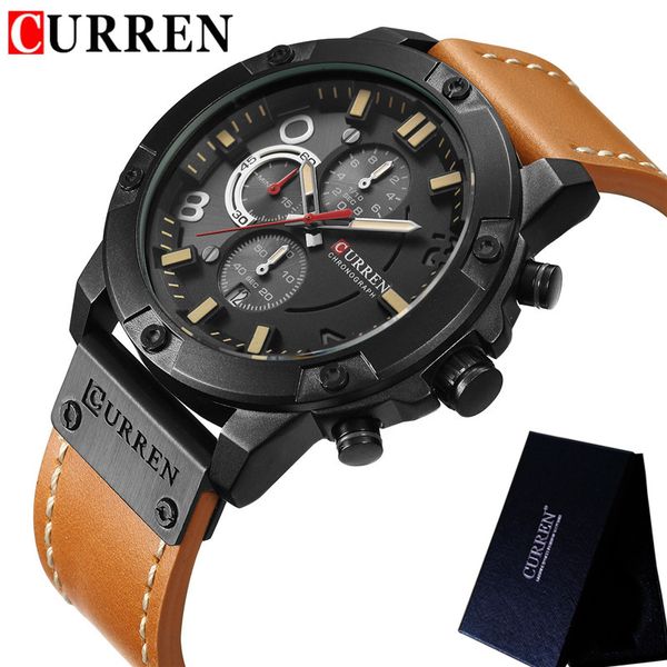 curren mens watches waterproof chronograph date fashion casual genuine leather sport male clock 8285, Slivery;brown
curren mens watches waterproof chronograph date fashion casual genuine leather sport male clock 8285, Slivery;brown