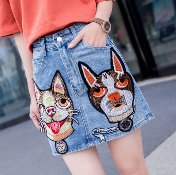 womens vintage cartoon embroidered denim skirt female frayed a line high waist jeans skirts mini short jupe, Black
womens vintage cartoon embroidered denim skirt female frayed a line high waist jeans skirts mini short jupe, Black