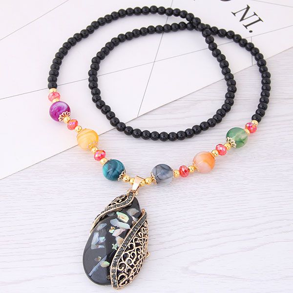 vintage necklace women resin water drop necklaces & pendants long beads chain statement necklace women accessory collar, Golden;silver
vintage necklace women resin water drop necklaces & pendants long beads chain statement necklace women accessory collar, Golden;silver