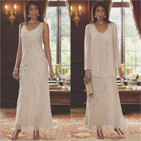 two piece champagne chiffon mother of the bride dresses with jacket 2021 ankle length sequins beaded long wedding guest gowns prom evening d, Black;red
two piece champagne chiffon mother of the bride dresses with jacket 2021 ankle length sequins beaded long wedding guest gowns prom evening d, Black;red