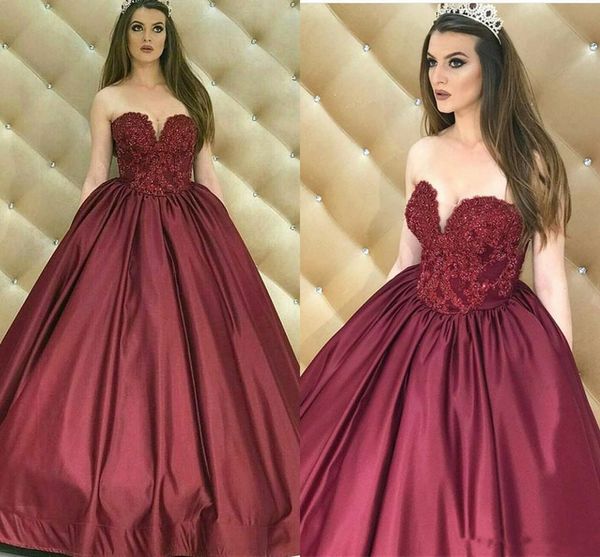 2018 modest burgundy sweetheart ball gown evening dresses sleeveless lace appliques beaded long party gowns quinceanera dresses custom made, Black;red
2018 modest burgundy sweetheart ball gown evening dresses sleeveless lace appliques beaded long party gowns quinceanera dresses custom made, Black;red