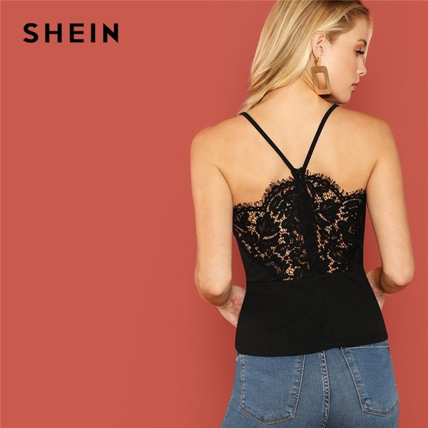 shein black solid v-strap lace back peplum slim fit cami 2018 summer party casual women vest, White
shein black solid v-strap lace back peplum slim fit cami 2018 summer party casual women vest, White