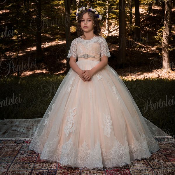 new lovely blush new tulle handmade bow half sleeves flower girls' dresses girl' pageant dresses see through back 2123, White;blue
new lovely blush new tulle handmade bow half sleeves flower girls' dresses girl' pageant dresses see through back 2123, White;blue