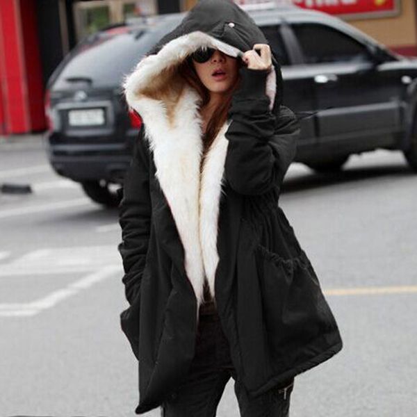 women winter warm coat thick fleece faux fur coat parka hooded outwear casaco feminino, Black;brown
women winter warm coat thick fleece faux fur coat parka hooded outwear casaco feminino, Black;brown