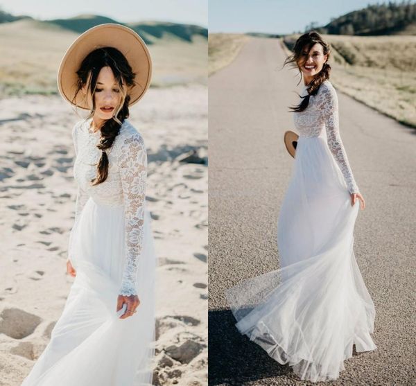2019 Elegant Long Sleeves Wedding Dresses O Neck Lace Tulle Custom Made Floor Length Autumn Bridal Dresses Country Boho Wedding Gowns
2019 Elegant Long Sleeves Wedding Dresses O Neck Lace Tulle Custom Made Floor Length Autumn Bridal Dresses Country Boho Wedding Gowns