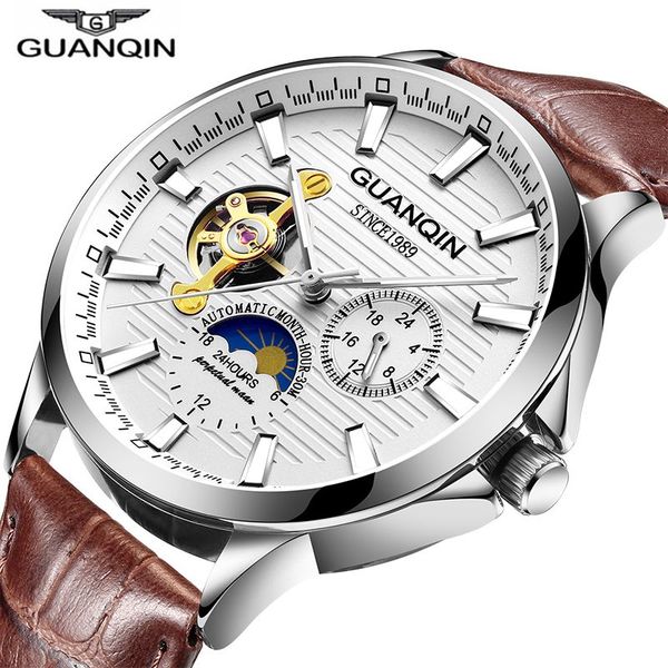 guanqin 2018 mens watches automatic watch skeleton mechanical clock men waterproof wristwatches horloges mannen, Slivery;brown
guanqin 2018 mens watches automatic watch skeleton mechanical clock men waterproof wristwatches horloges mannen, Slivery;brown