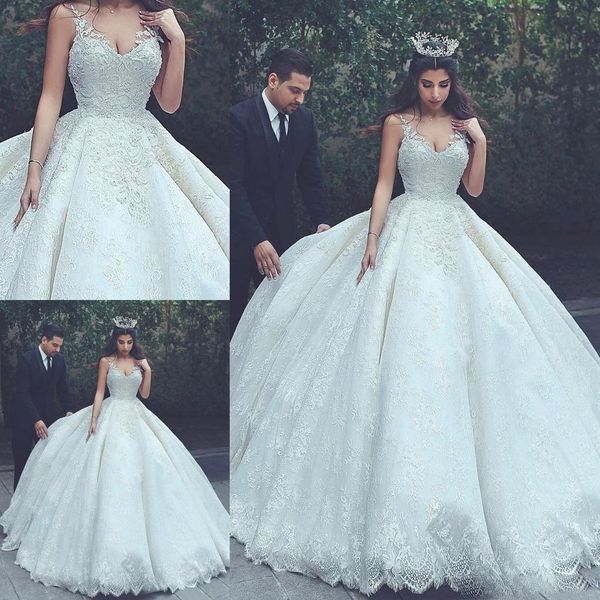 luxury ball gown church wedding dresses with full length spaghetti lace applique ruffle bridal gowns custom made, White
luxury ball gown church wedding dresses with full length spaghetti lace applique ruffle bridal gowns custom made, White