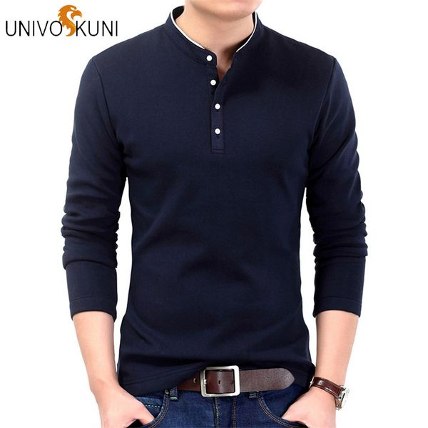 univos kuni 2018 new men's stand collar 4 button slim cotton t-shirt long sleeve t shirt casual solid color mens t shirt h260, White;black
univos kuni 2018 new men's stand collar 4 button slim cotton t-shirt long sleeve t shirt casual solid color mens t shirt h260, White;black