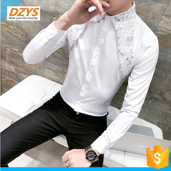 dzys-wh spring new style long sleeve shirt personality young korean version of slim man shirt, White;black
dzys-wh spring new style long sleeve shirt personality young korean version of slim man shirt, White;black