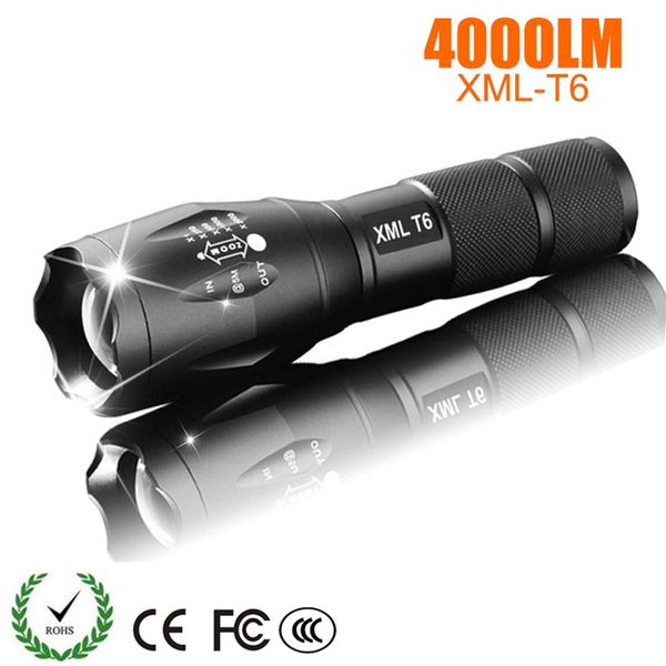 

tactical 5 modes zoom t6 led flashlight 4000lm zoomable rechargeable 18650/aaa outdoor camping powerful torch lamp light