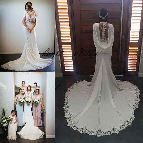 lace chiffon bohemian greek goddess wedding dresses with cape cloak 2018 modest v-neck lace edge boho greece bridal wedding dress, White
lace chiffon bohemian greek goddess wedding dresses with cape cloak 2018 modest v-neck lace edge boho greece bridal wedding dress, White