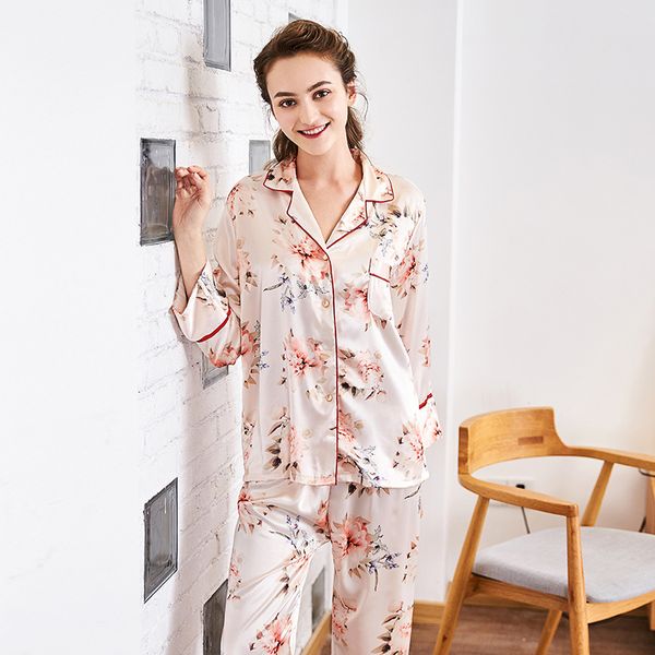 new silk pajamas for women satin pyjamas sets long sleeves turn-down collar pocket pants imitation silk sleepwear, Blue;gray
new silk pajamas for women satin pyjamas sets long sleeves turn-down collar pocket pants imitation silk sleepwear, Blue;gray