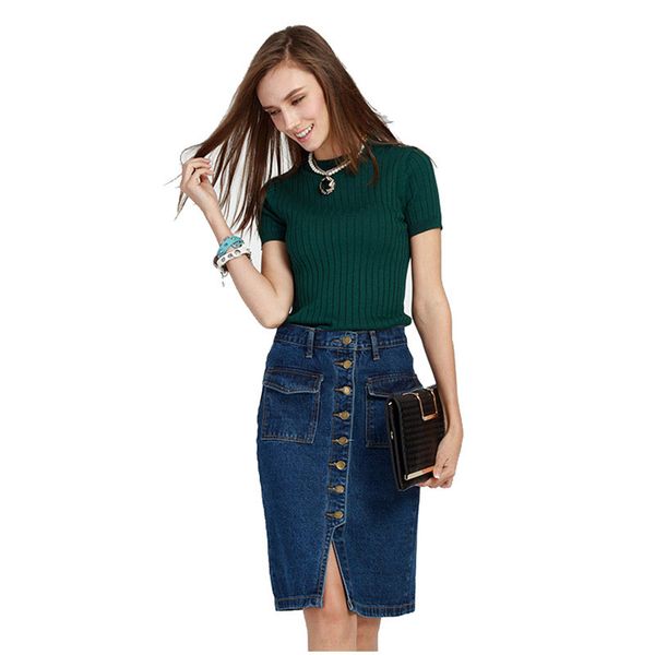 2018 summer fashion women denim button pocket decor skirt ladies chic high waist split midi skirt female casual install, Black
2018 summer fashion women denim button pocket decor skirt ladies chic high waist split midi skirt female casual install, Black