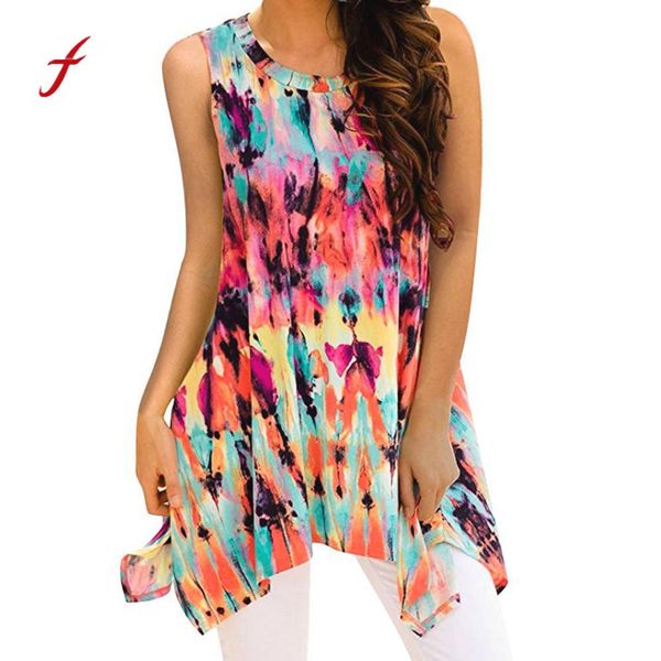 2018 ladies fashion t shirt popular women irregular printing sleeveless loose t-shirt fashion summer women's popular t-shirt, White
2018 ladies fashion t shirt popular women irregular printing sleeveless loose t-shirt fashion summer women's popular t-shirt, White