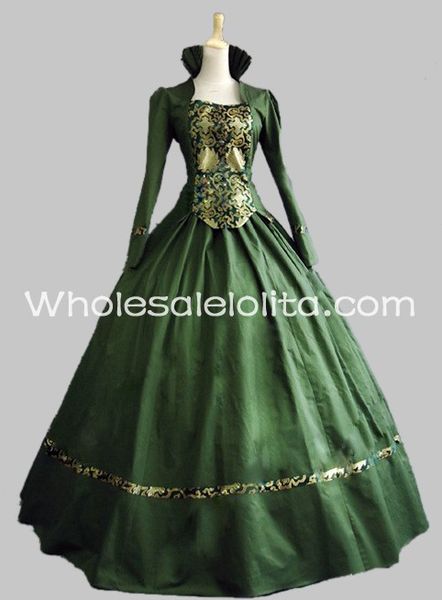 new green cotton & brocade gothic victorian gown period dress theatre clothing, Black;red
new green cotton & brocade gothic victorian gown period dress theatre clothing, Black;red