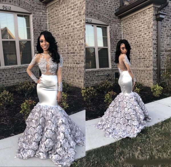 silver 3d floral flowers lace long sleeves prom dresses 2020 jewel neck sheer backless african plus size black girls evening gowns
silver 3d floral flowers lace long sleeves prom dresses 2020 jewel neck sheer backless african plus size black girls evening gowns