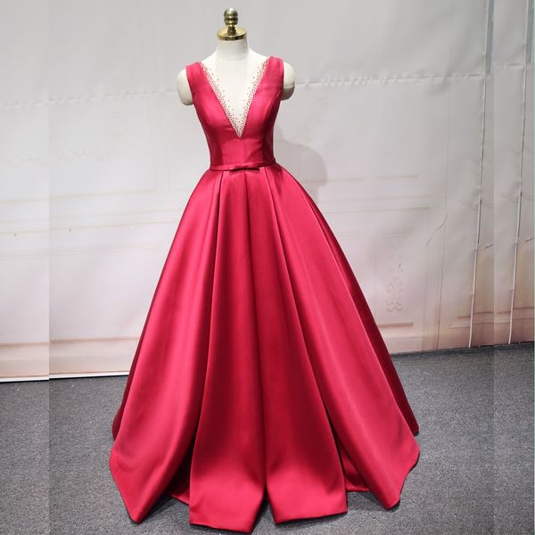 gorgeous satin evening dresses sheer neck with beading dark red prom dress sweep train lace-up back party dresses, Black
gorgeous satin evening dresses sheer neck with beading dark red prom dress sweep train lace-up back party dresses, Black